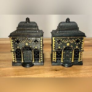 1896 J&E Stevens Cast Iron Roof Bank Set